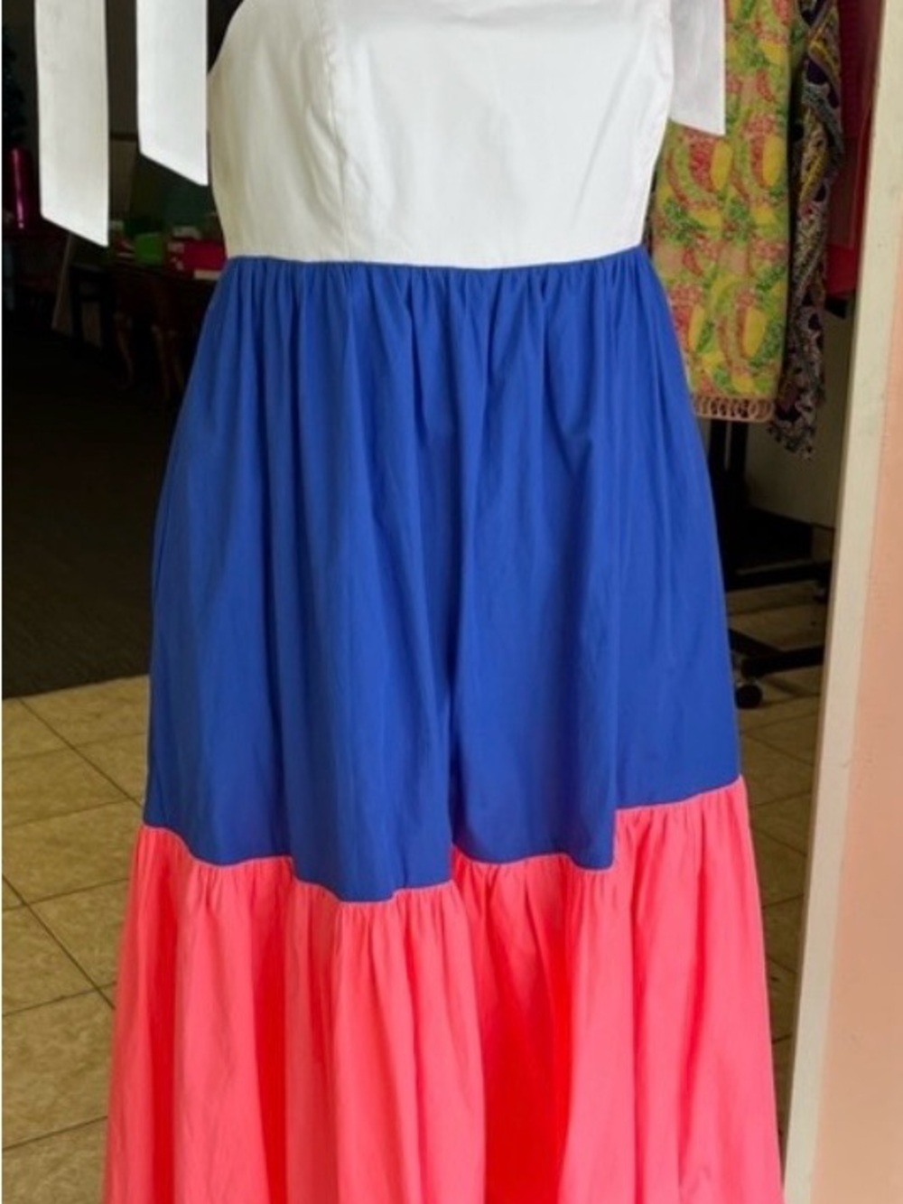 Lilly Pulitzer White, Royal Blue & Pink Tiered Midi Dress - Picture 5 of 8